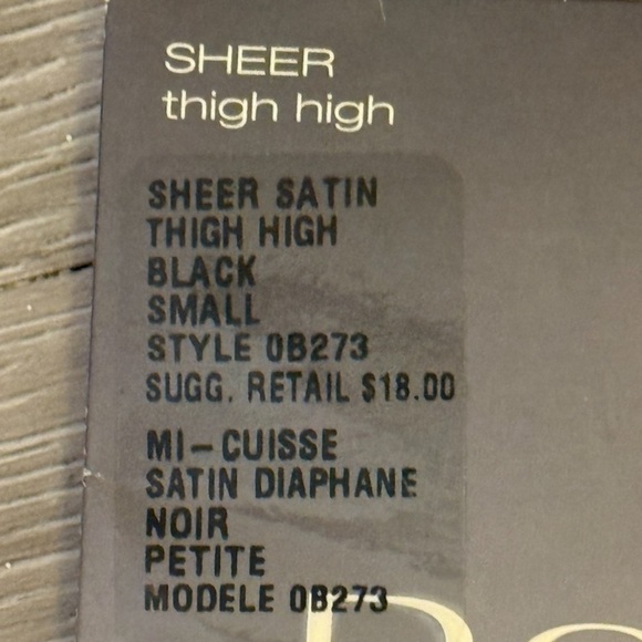Donna Karan Hosiery Signature Sheer Black Satin Thigh Highs lace Style-0B273 P/S - Picture 5 of 11